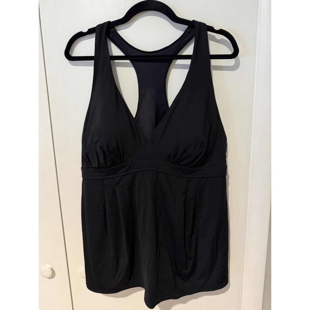 Lands' End Swimsuit Top Women's Size 18 Tankini Black Swimwear Bathing Suit
